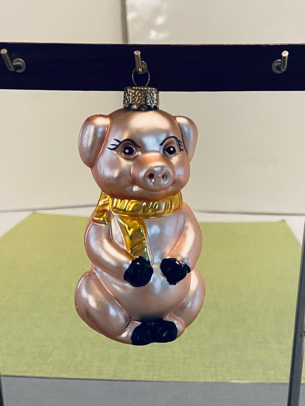 Vintage Glass Blown Pig Christmas Ornament, No Box
